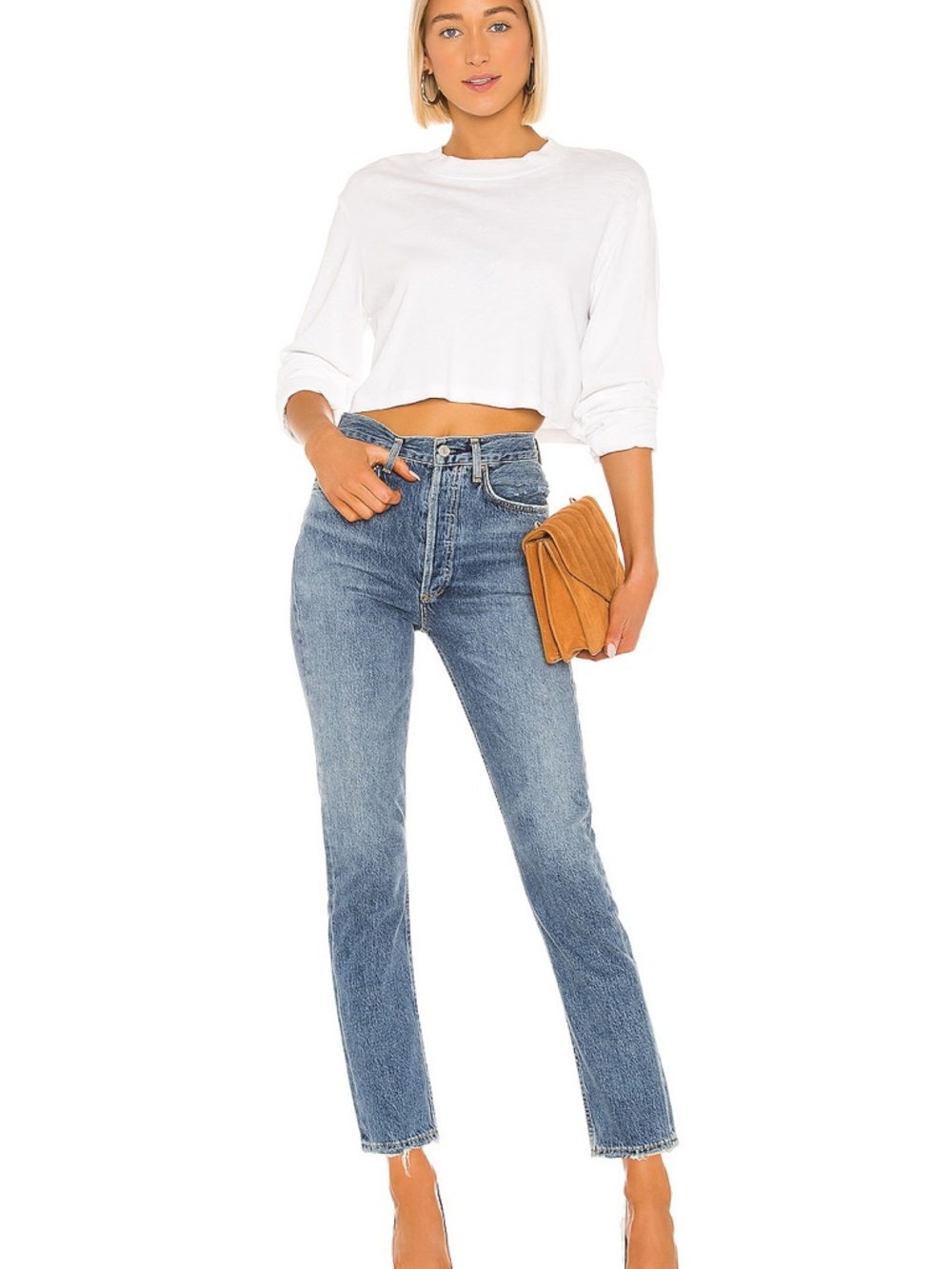AGOLDE Straight Leg Jeans in Light Blue Wash